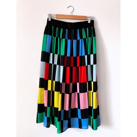 Alice & Olivia Melda Geometric Print Midi Skirt Size 6 Colourblock Multi - Picture 4 of 10